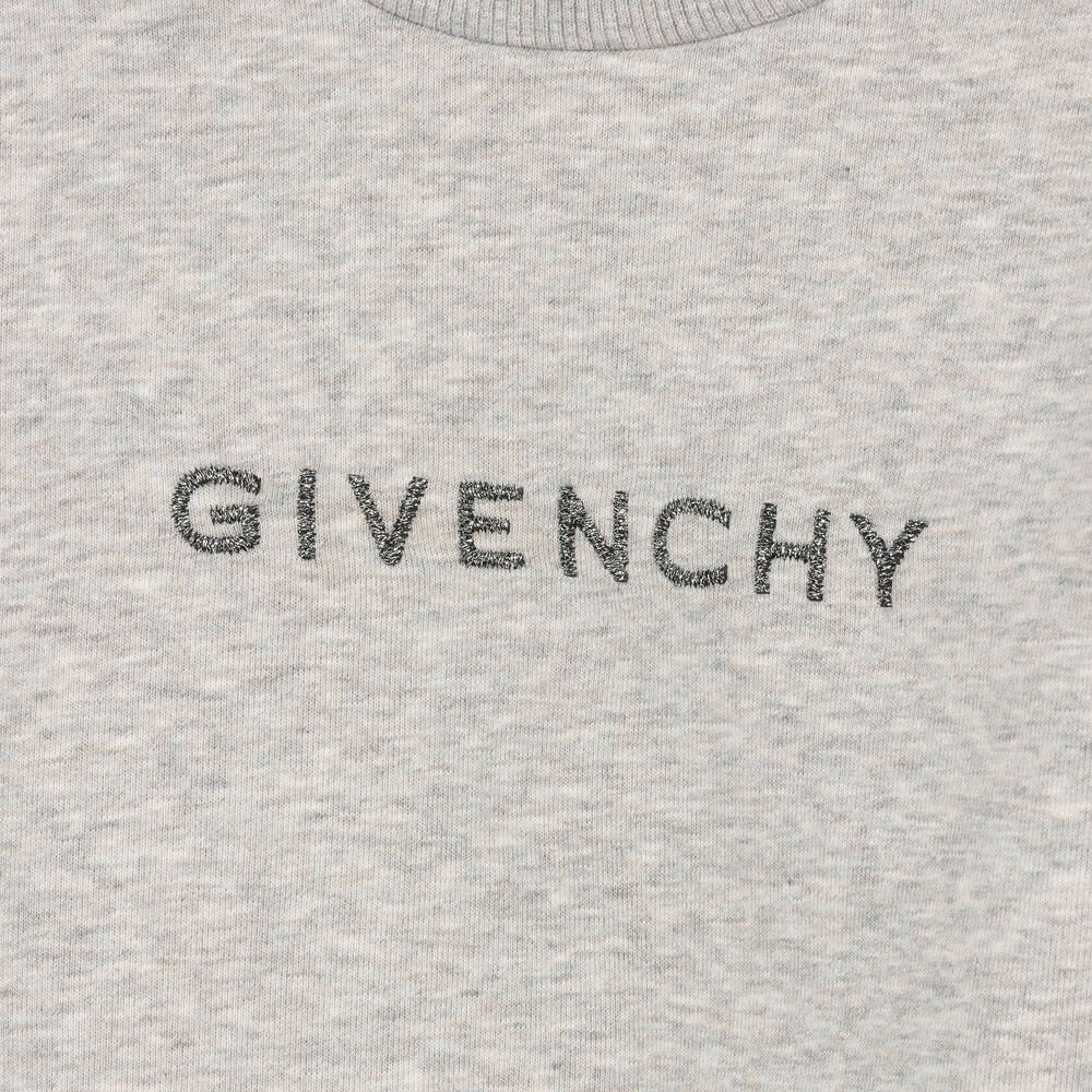 Givenchy Girls Grey Marl Cropped Sweatshirt Childrensalon Outlet