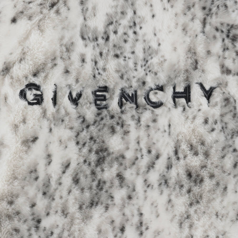 Givenchy-Girls Ivory Animal Print Faux Fur Coat | Childrensalon Outlet
