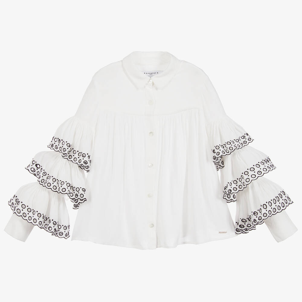 Givenchy - Girls Ivory Ruffles Blouse | Childrensalon