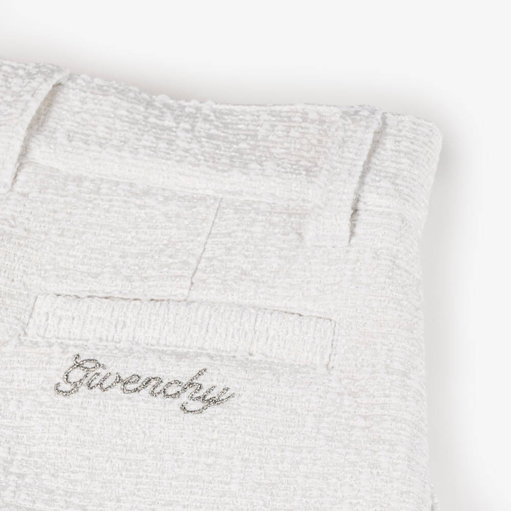 Givenchy-Girls Ivory Textured Tweed Shorts | Childrensalon Outlet