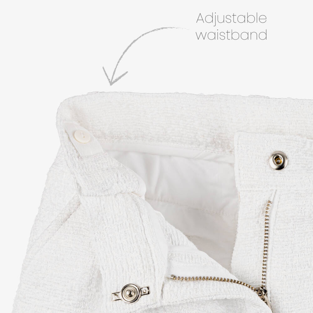 Givenchy-Girls Ivory Textured Tweed Shorts | Childrensalon Outlet