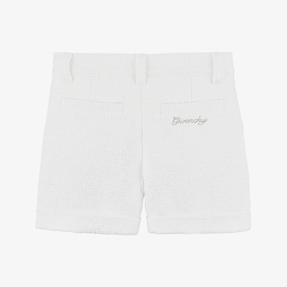 Givenchy-Girls Ivory Textured Tweed Shorts | Childrensalon Outlet