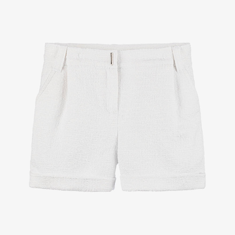 Givenchy-Girls Ivory Textured Tweed Shorts | Childrensalon Outlet
