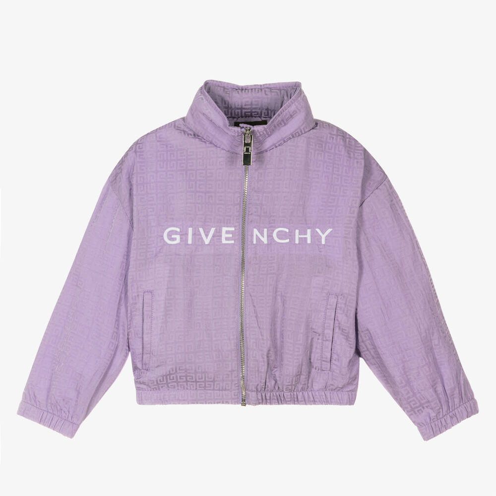 Givenchy - Girls Lilac Purple 4G Zip-Up Jacket | Childrensalon