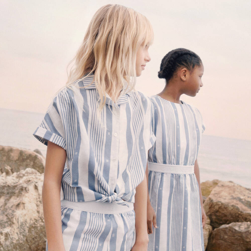 Givenchy-Girls Linen Blend Striped Sundress | Childrensalon Outlet