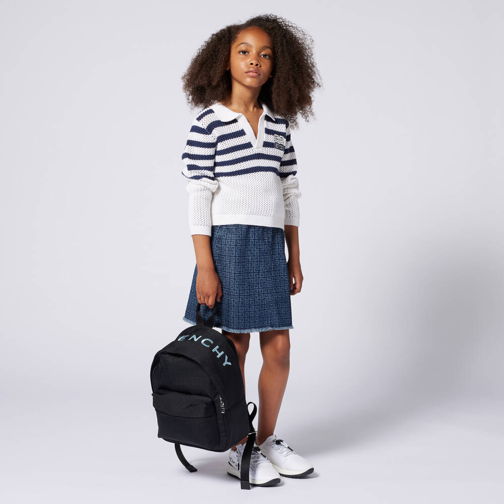 Givenchy-Girls Navy & White Knit Pullover | Childrensalon Outlet