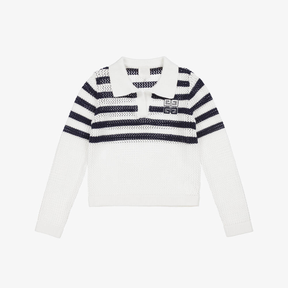 Givenchy-Girls Navy & White Knit Pullover | Childrensalon Outlet