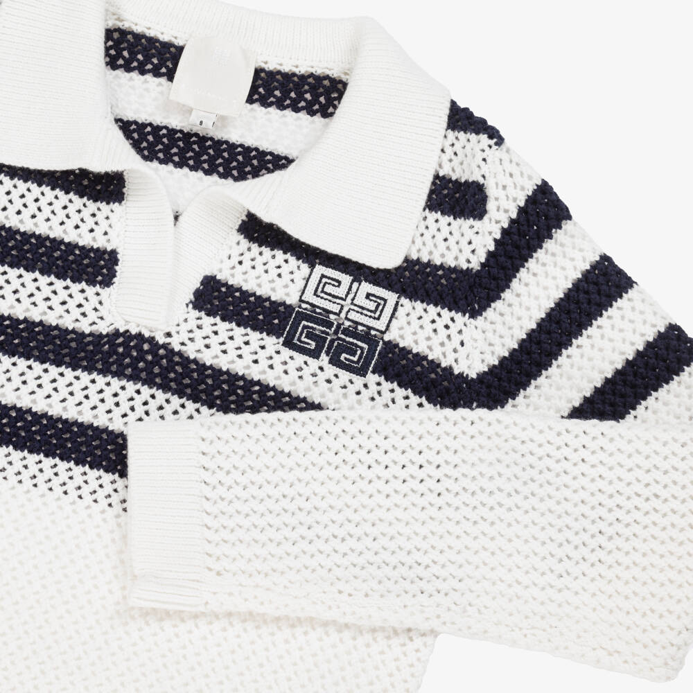 Givenchy-Girls Navy & White Knit Pullover | Childrensalon Outlet