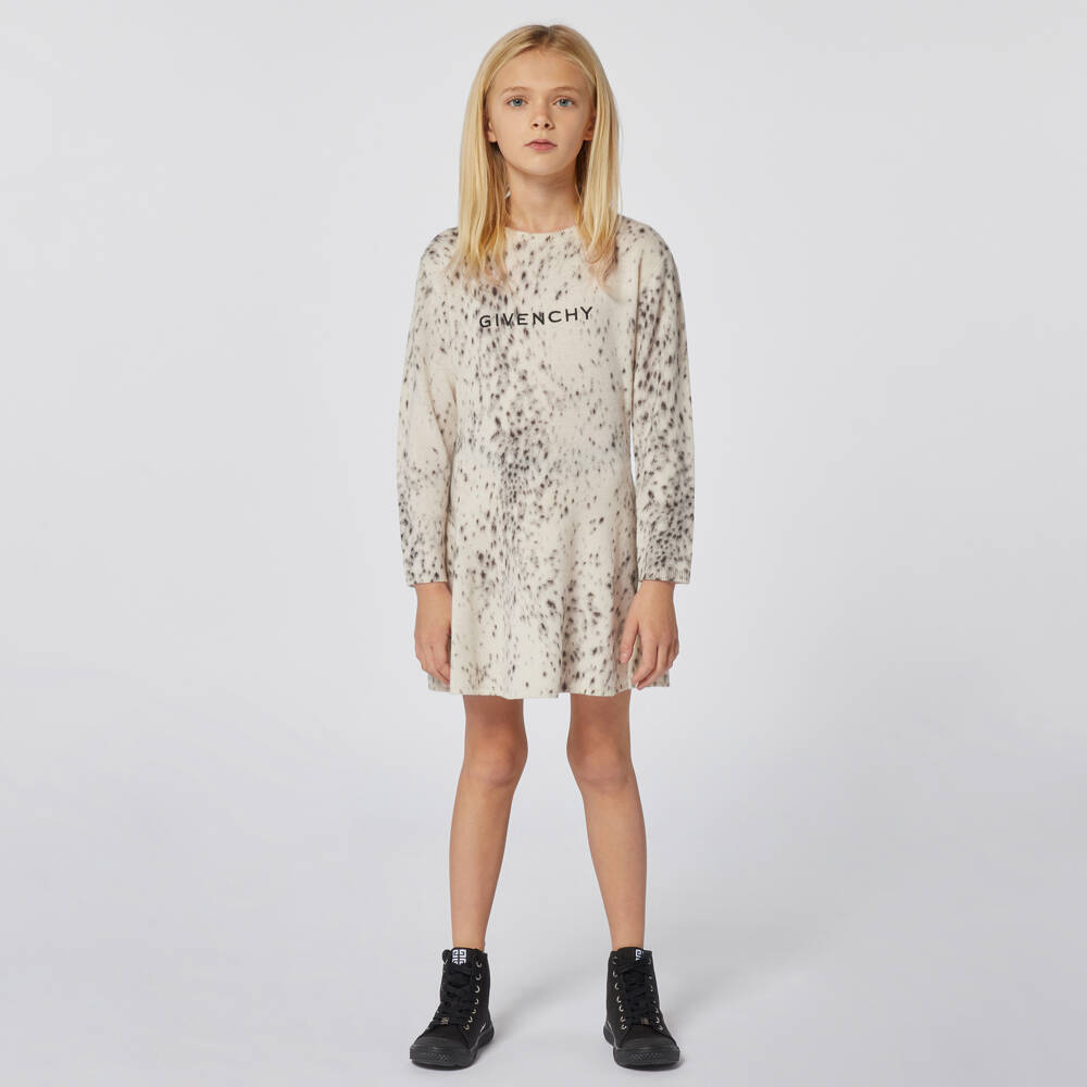 Givenchy-Girls Ocelot Patterned Wool Dress | Childrensalon Outlet