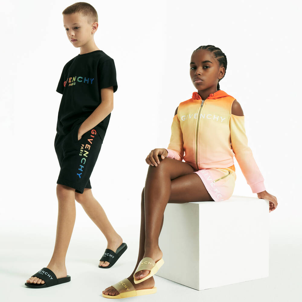 جيفنشي-شورت قطن لون برتقالي وزهري للبنات | Childrensalon Outlet