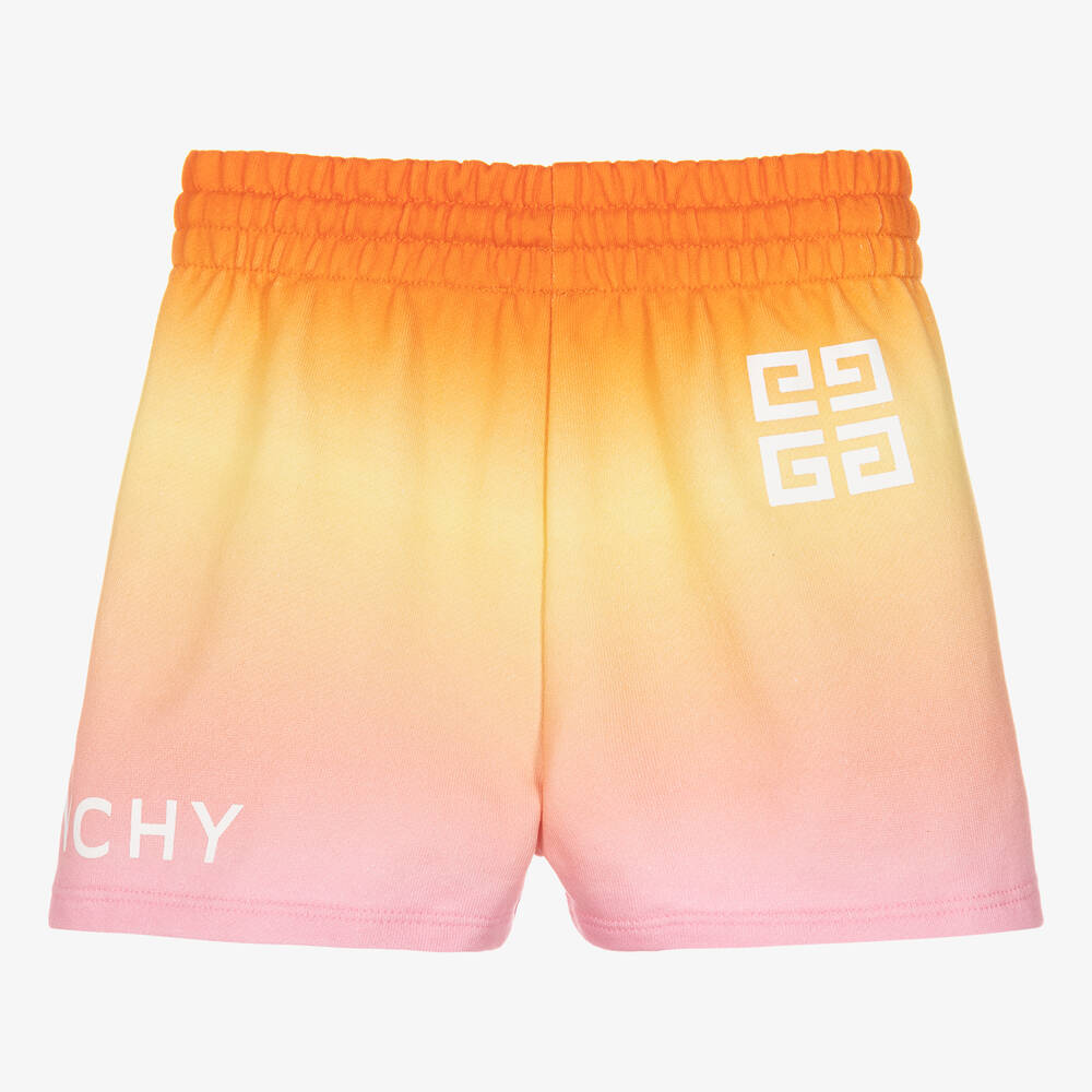 جيفنشي-شورت قطن لون برتقالي وزهري للبنات | Childrensalon Outlet