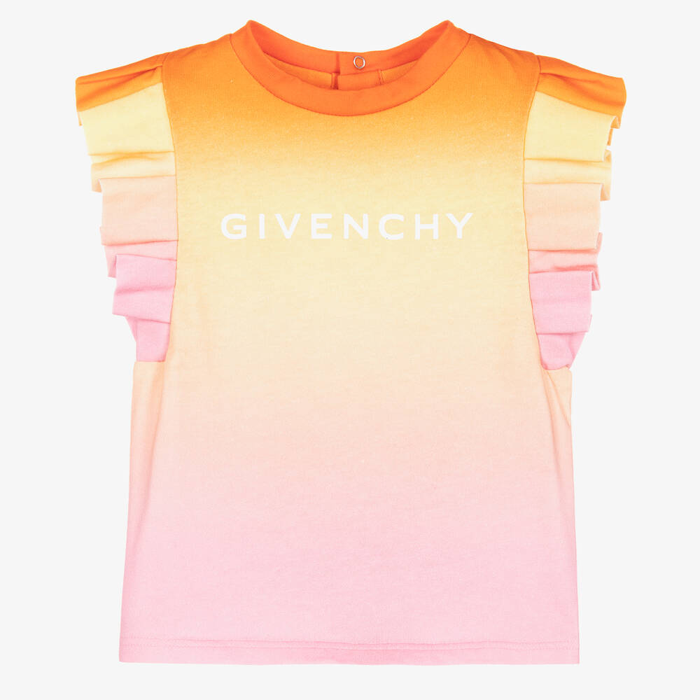 Givenchy - Girls Orange & Pink Ombré Logo Top | Childrensalon