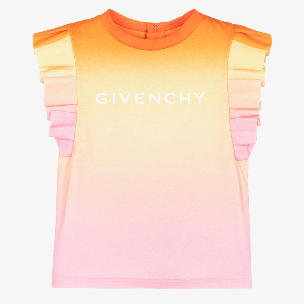 Givenchy-Girls Orange & Pink Ombré Logo Top | Childrensalon Outlet