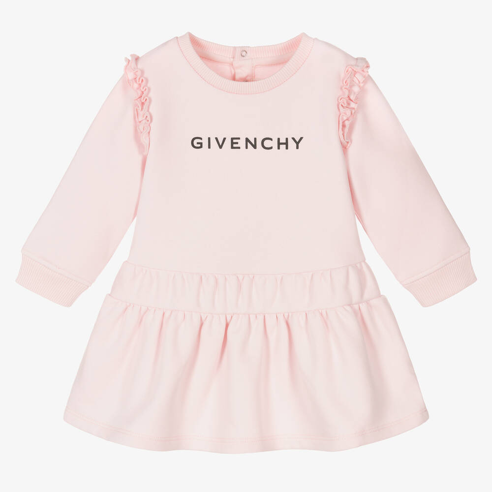 Givenchy - فستان أطفال بناتي قطن جيرسي لون زهري باهت | Childrensalon