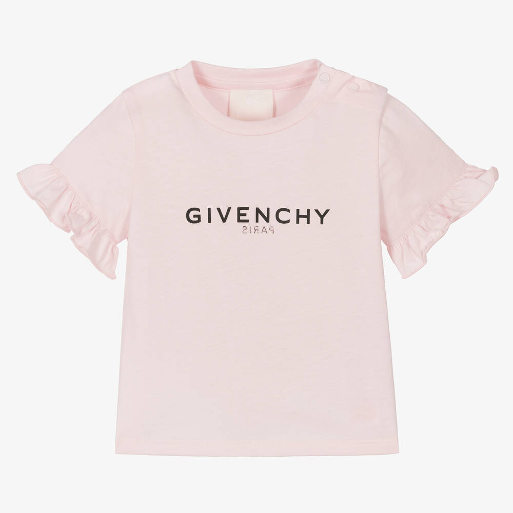 Givenchy - Girls Pale Pink Cotton T-Shirt | Childrensalon
