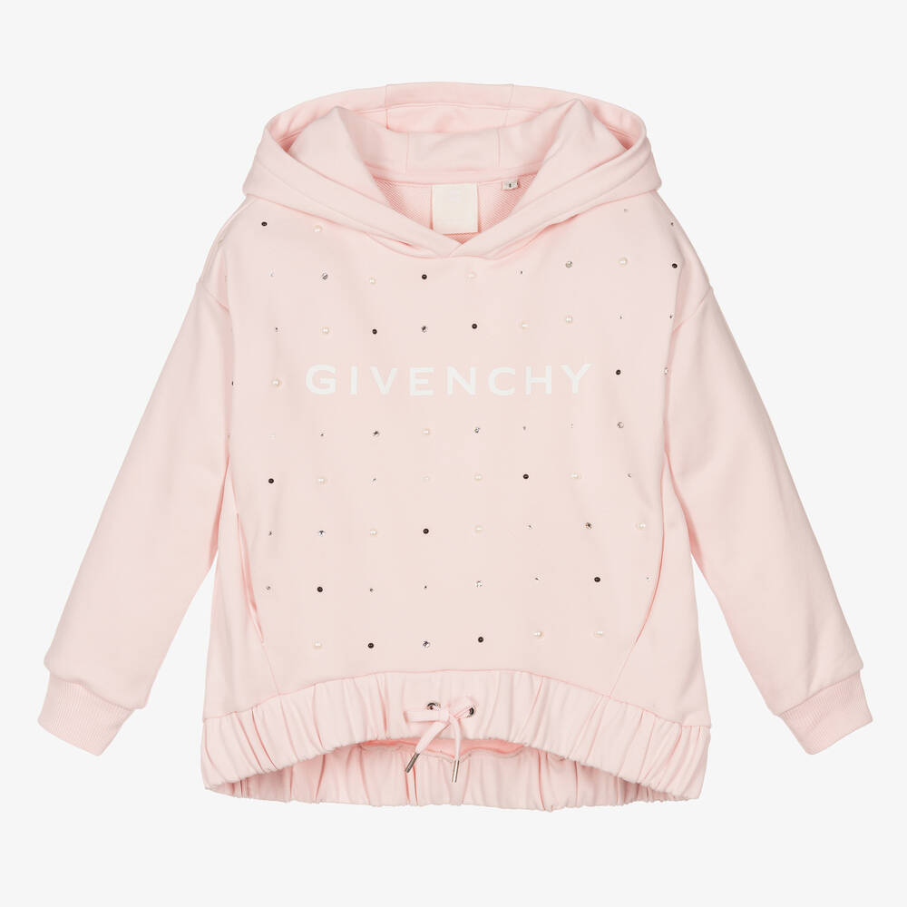 Givenchy - Розовый топ с капюшоном и кристаллами Swarovski | Childrensalon