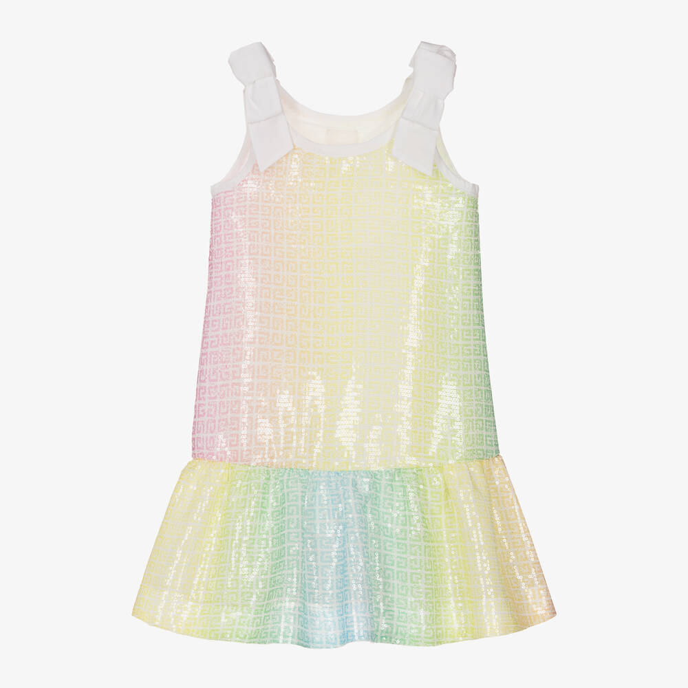 Givenchy-Girls Pastel Rainbow Sequin Dress | Childrensalon Outlet