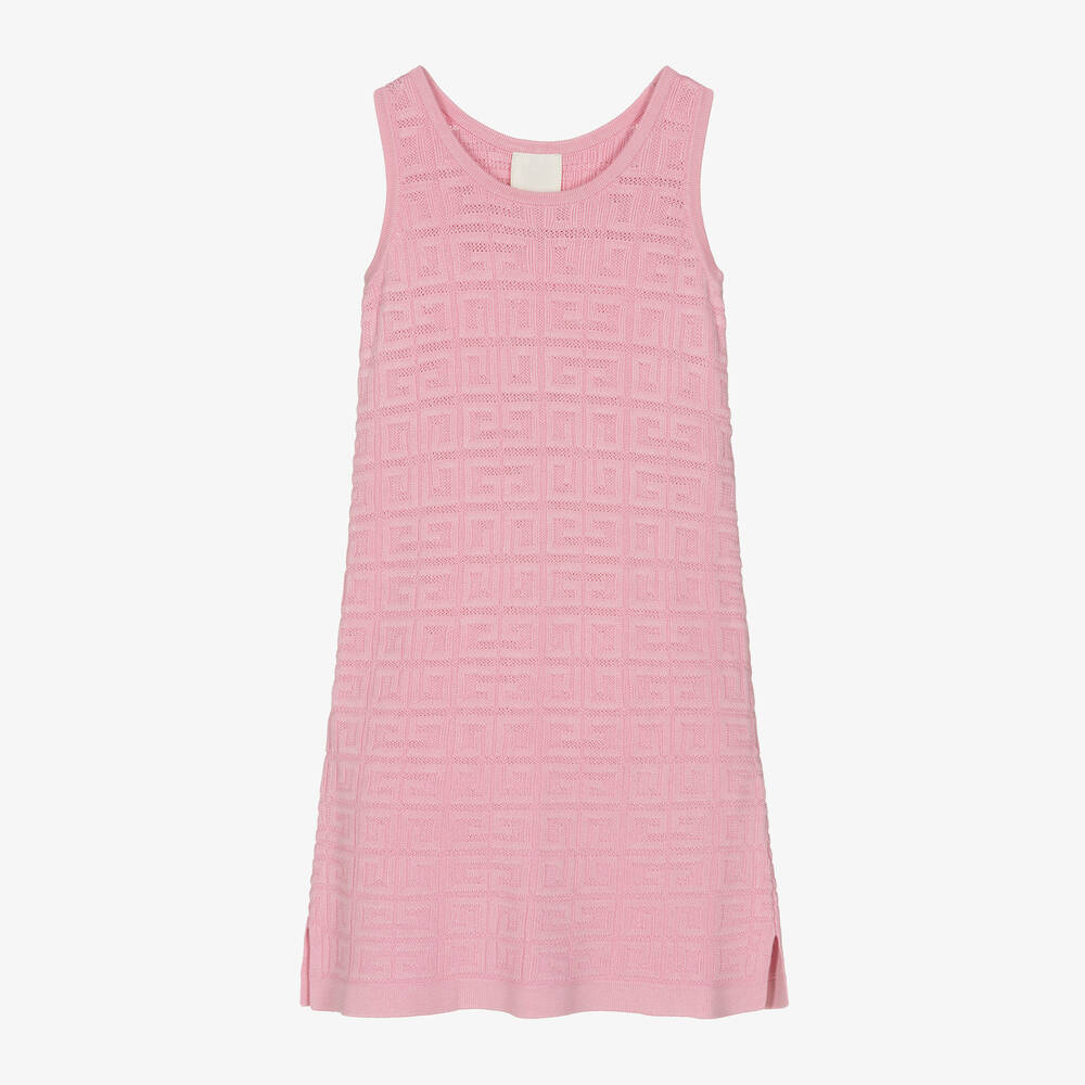 Givenchy-Girls Pink 4G Knitted Midi Dress | Childrensalon Outlet