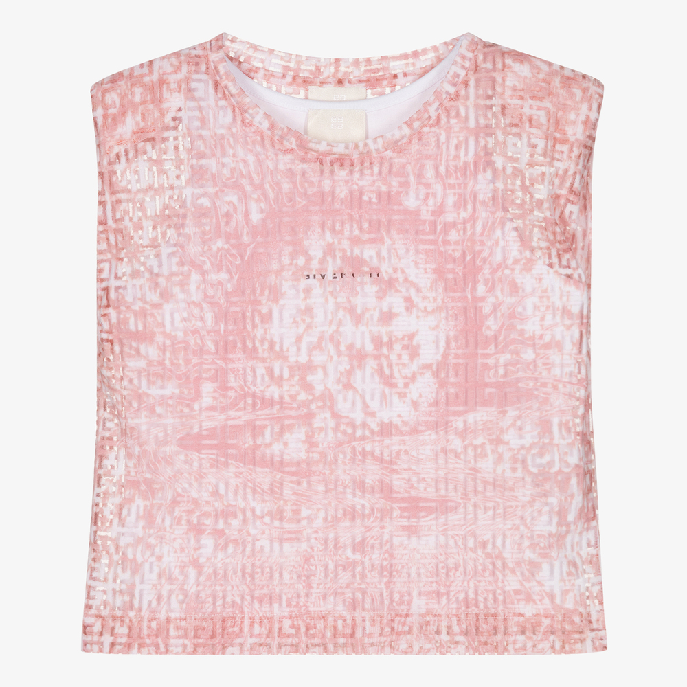 Givenchy-Girls Pink 4G Logo 2-in-1 Top | Childrensalon Outlet