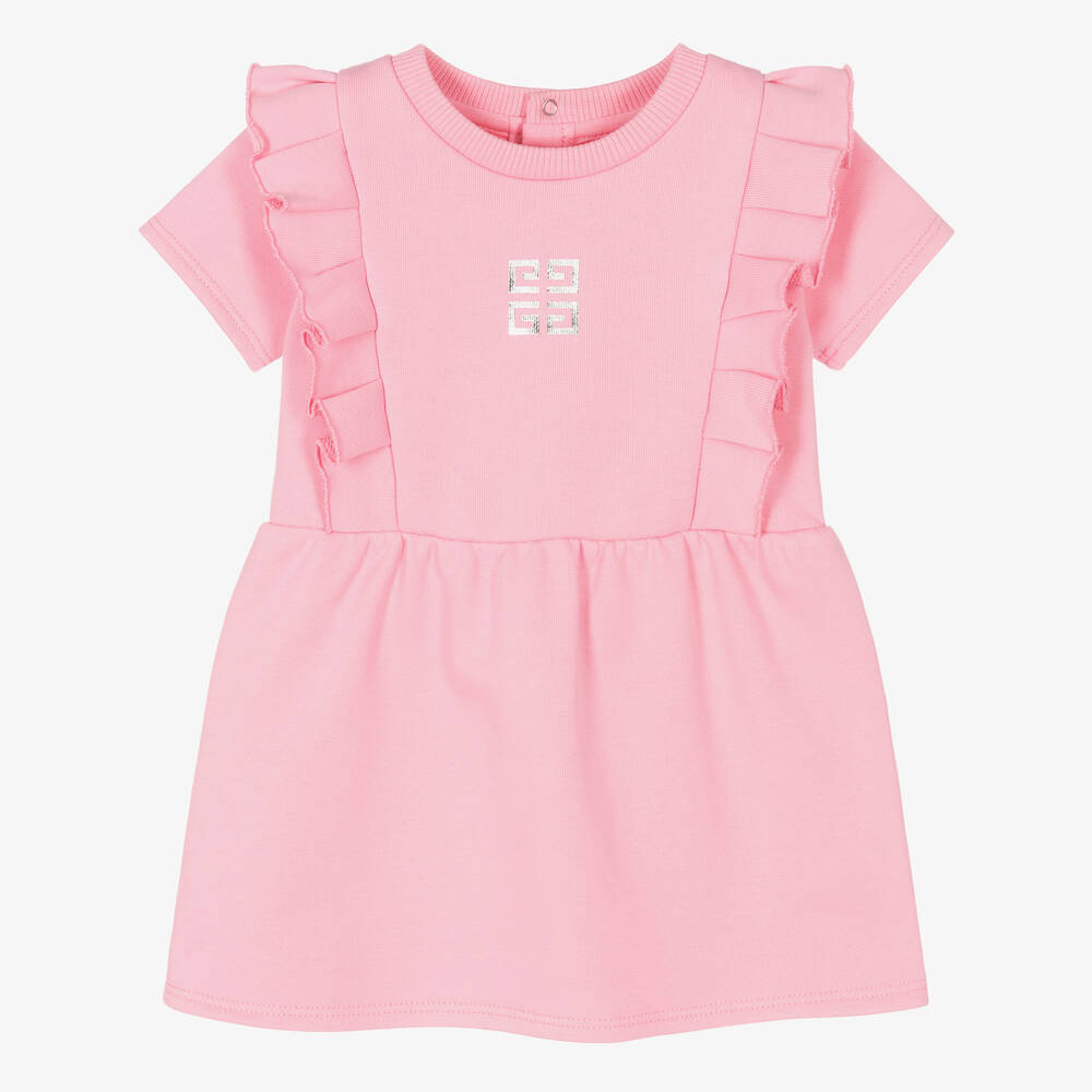Givenchy - Girls Pink 4G Logo Frill Dress | Childrensalon
