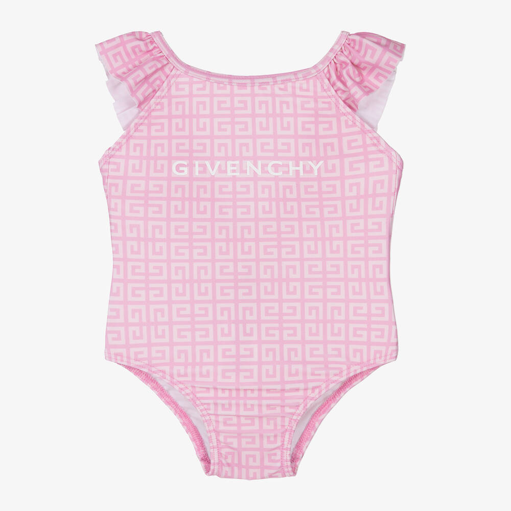 Givenchy - Girls Pink 4G Logo Swimsuit | Childrensalon
