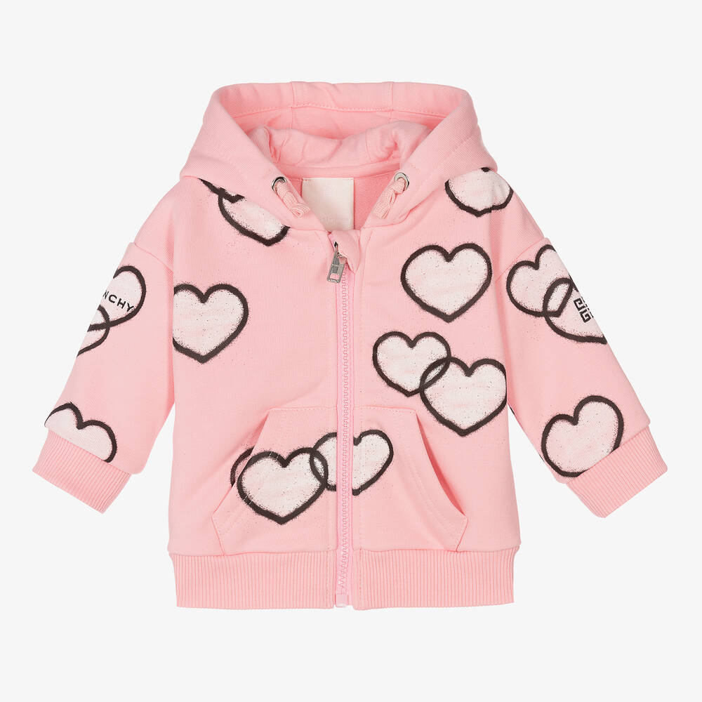 Givenchy - Sweat à capuche rose zippé Chito Fille | Childrensalon