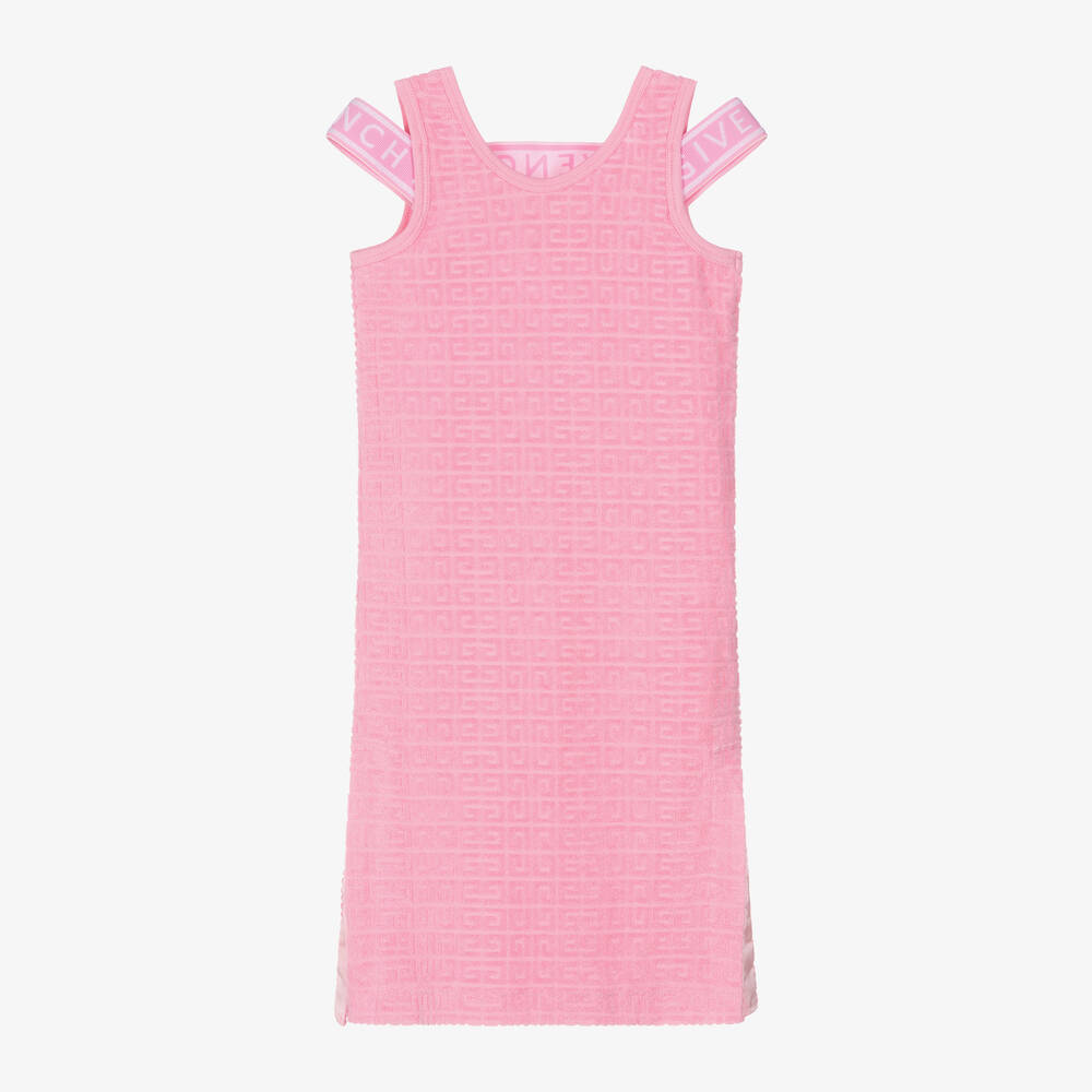 Givenchy-Girls Pink Cotton 4G Towelling Dress | Childrensalon Outlet
