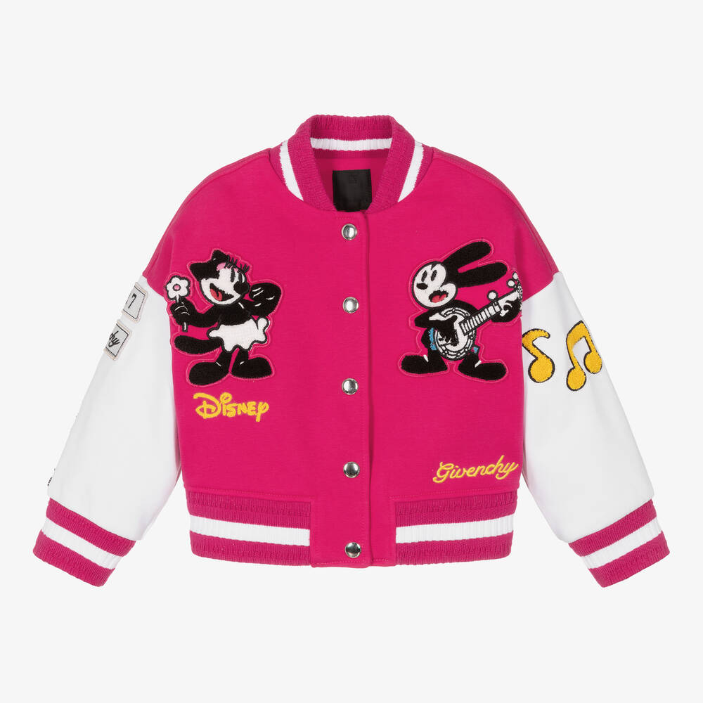 Givenchy - Girls Pink Cotton Disney Baseball Jacket | Childrensalon