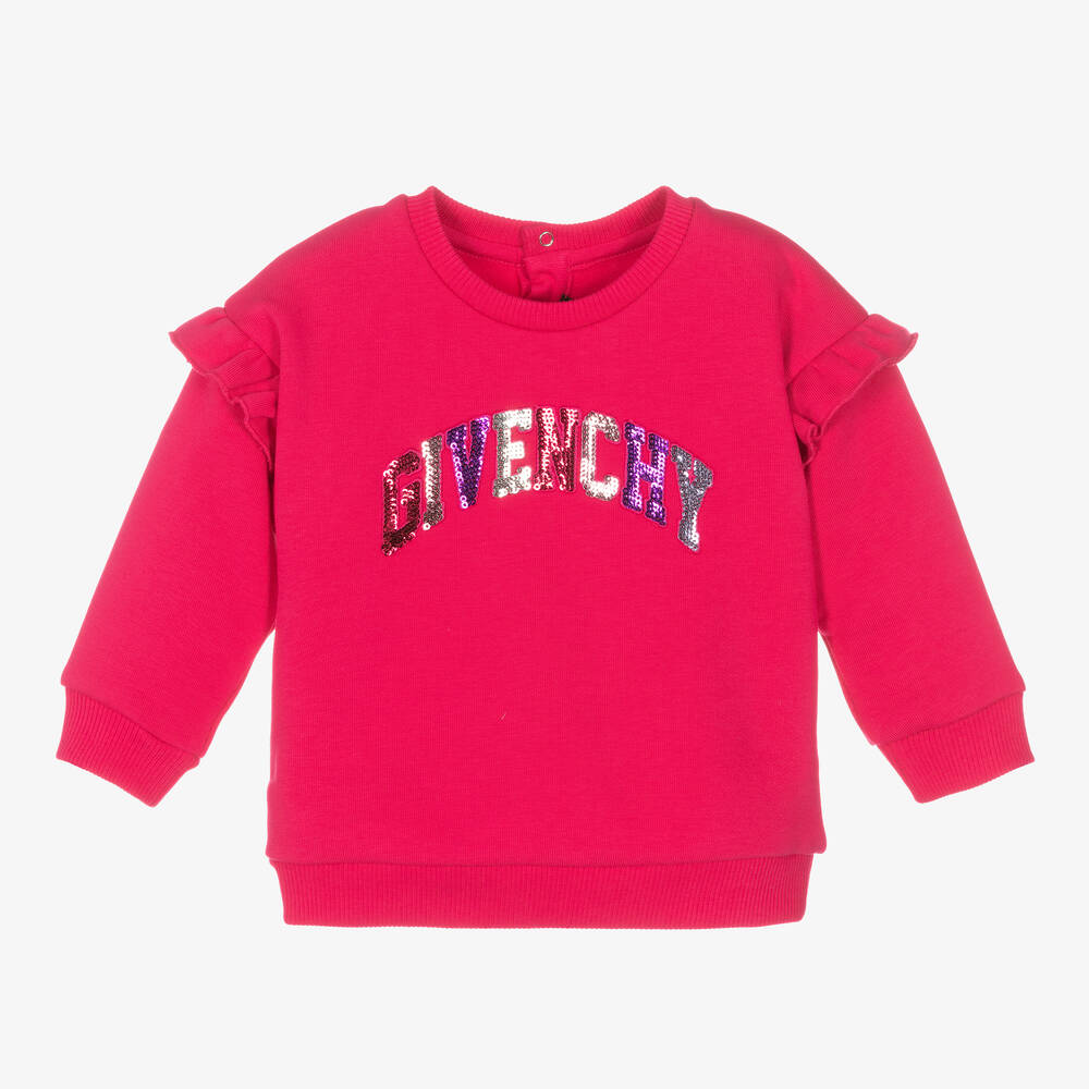 Givenchy - Girls Pink Cotton Sequin Sweatshirt | Childrensalon