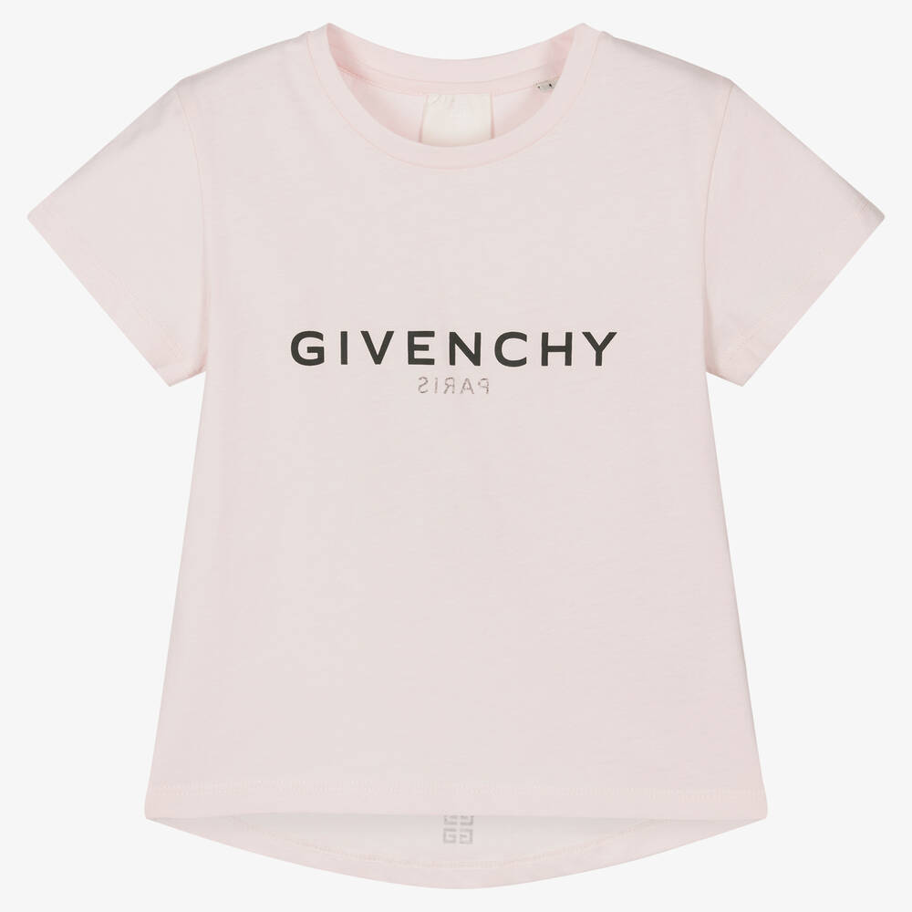 Givenchy - Girls Pink Cotton T-Shirt | Childrensalon