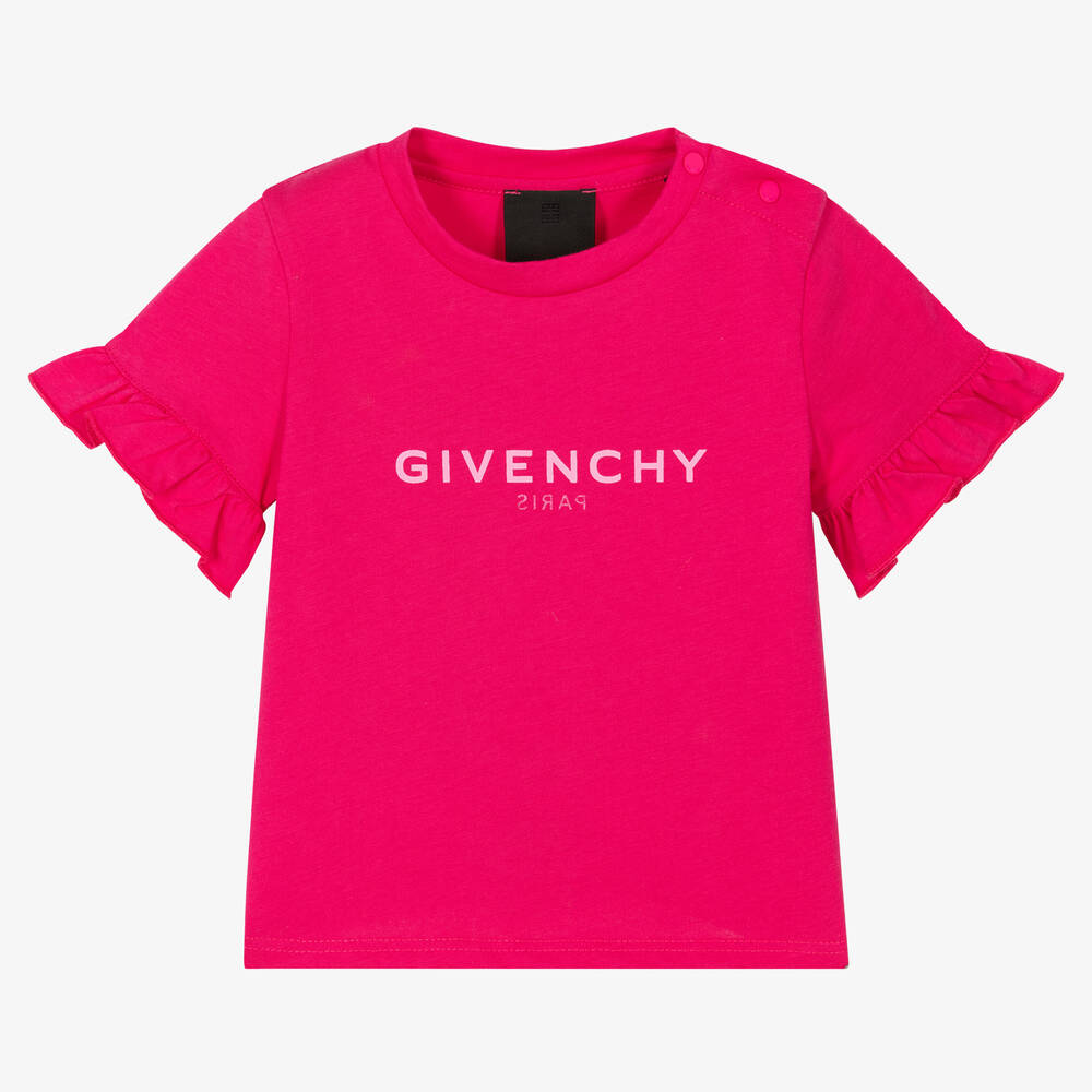Givenchy - Girls Pink Cotton T-Shirt | Childrensalon