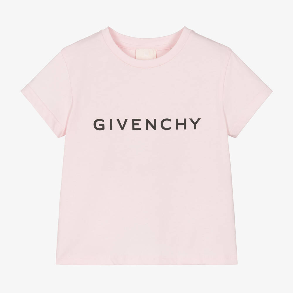 Givenchy-Girls Pink Cotton T-Shirt | Childrensalon Outlet