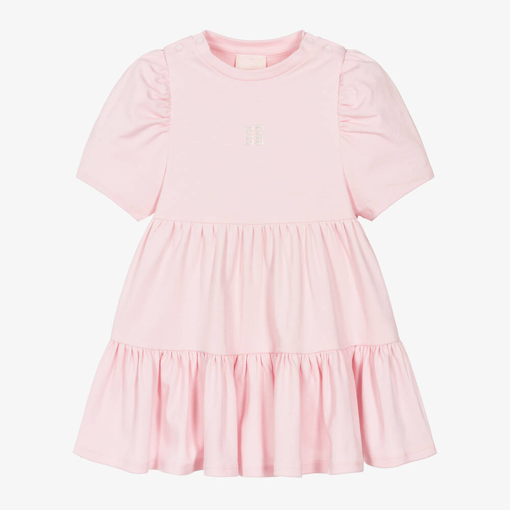 Givenchy-Girls Pink Cotton Tiered Dress | Childrensalon Outlet