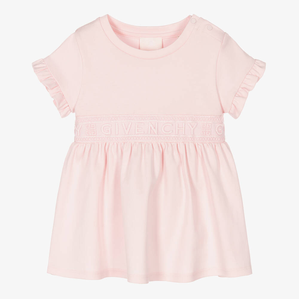 Givenchy - Girls Pink Embroidered Logo Dress | Childrensalon