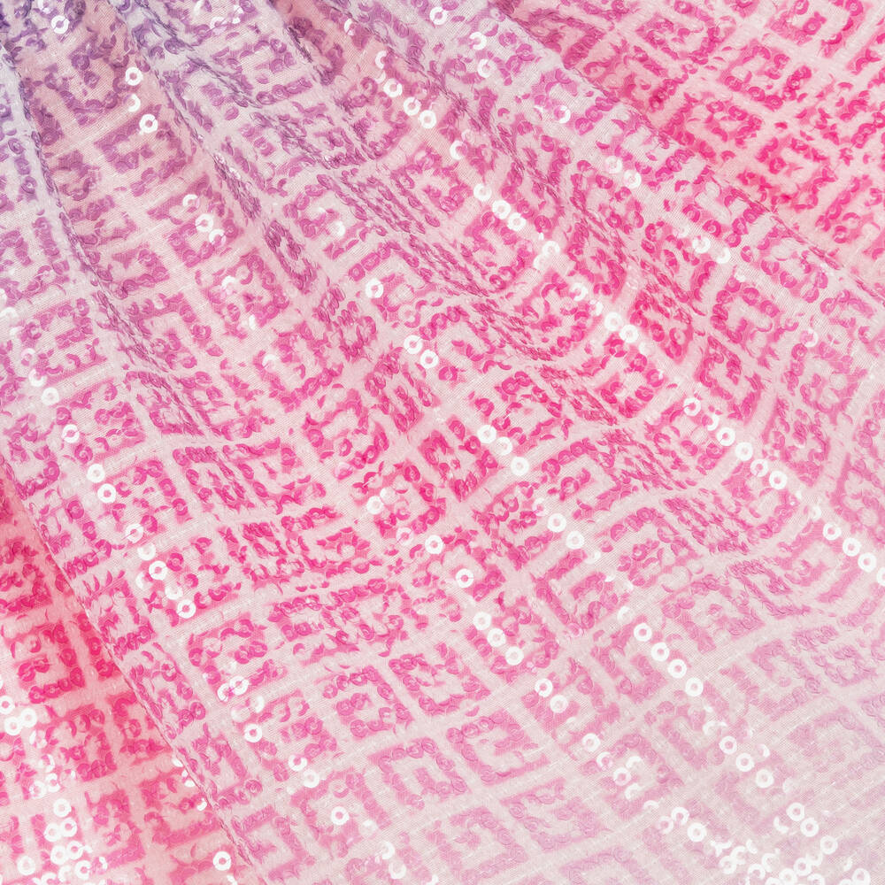 Givenchy - Girls Pink Gradient 4G Logo Sequin Skirt