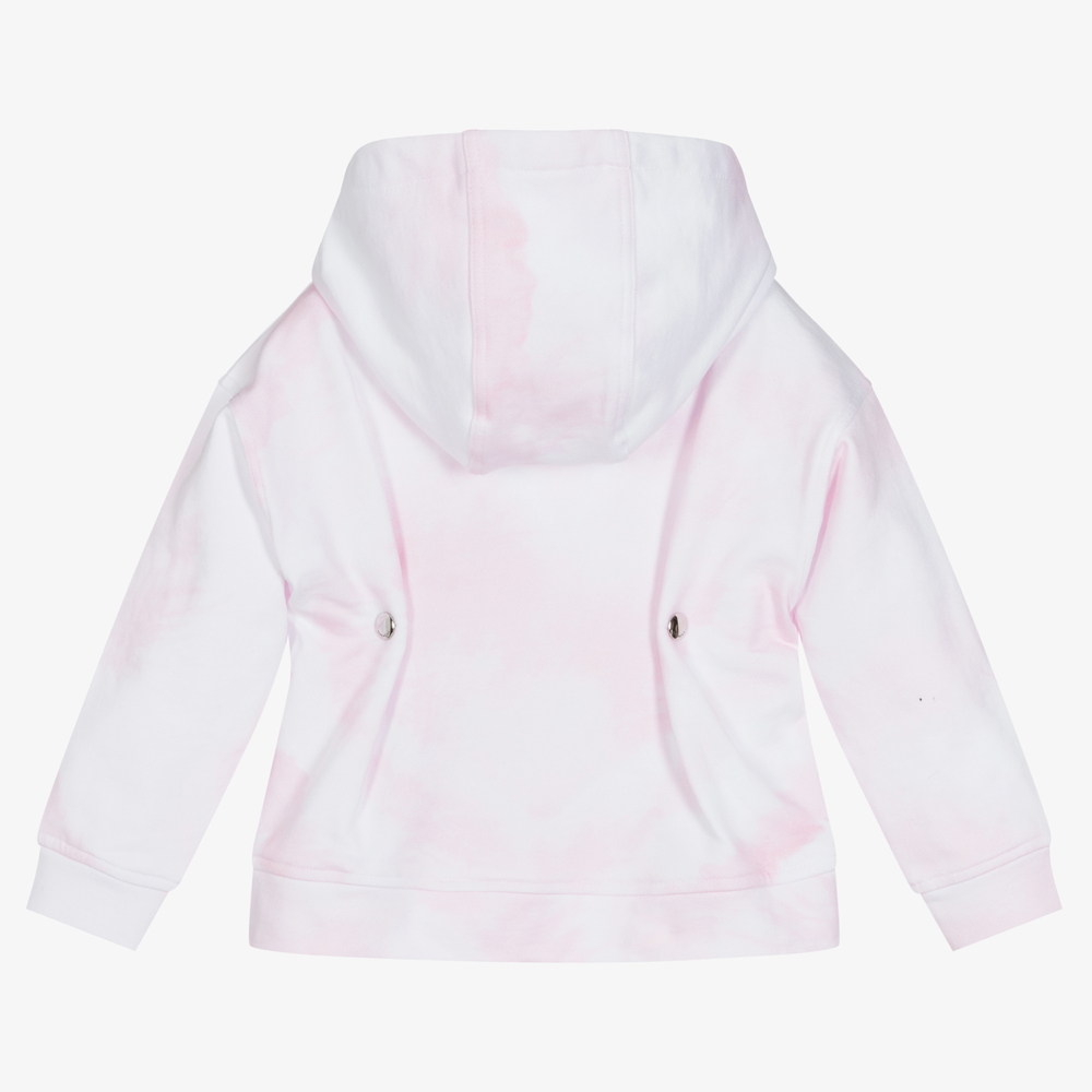 جيفنشي-هودي قطن جيرسي لون زهري وأبيض للبنات | Childrensalon Outlet