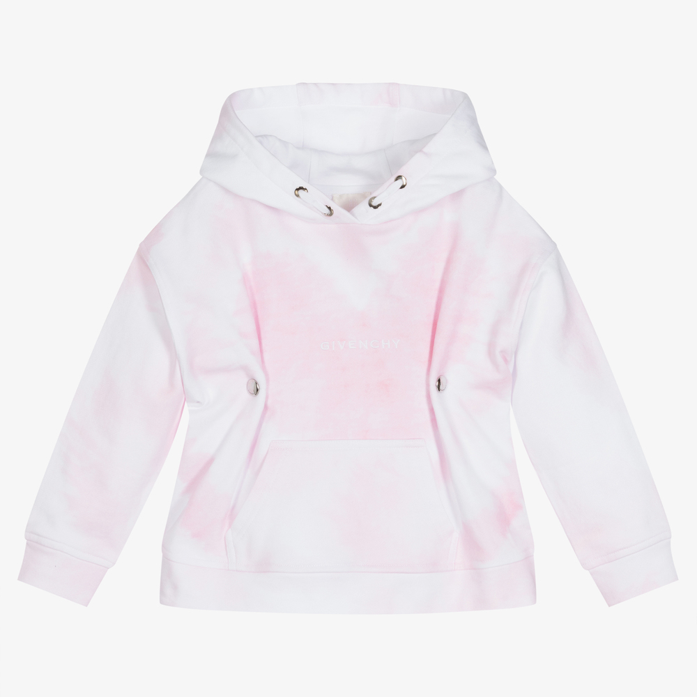 Givenchy - Girls Pink Heart Cotton Hoodie | Childrensalon