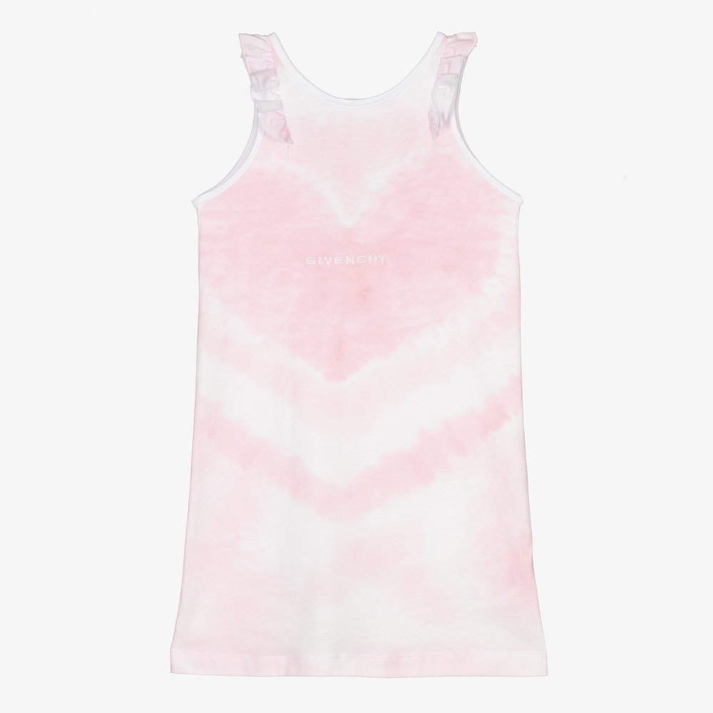 Givenchy - Розовое платье с сердечком и эффектом тай-дай для девочек | Childrensalon