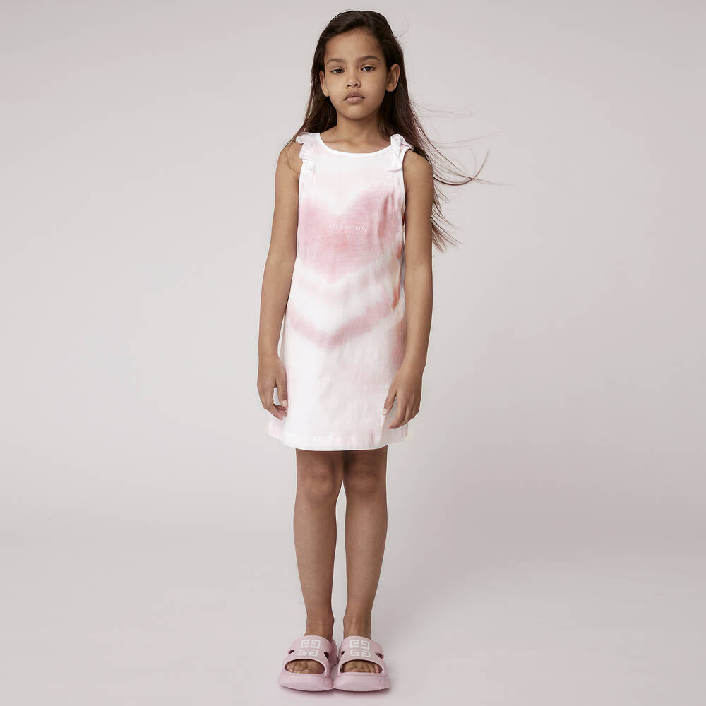 Givenchy-Girls Pink Heart Tie Dye Dress | Childrensalon Outlet