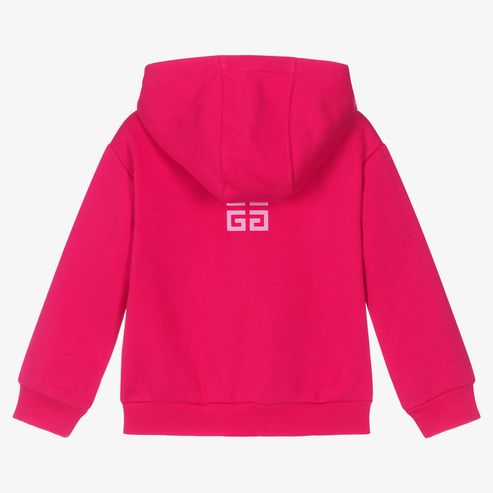 Givenchy Girls Pink Hooded Zip Up Hoodie Childrensalon Outlet