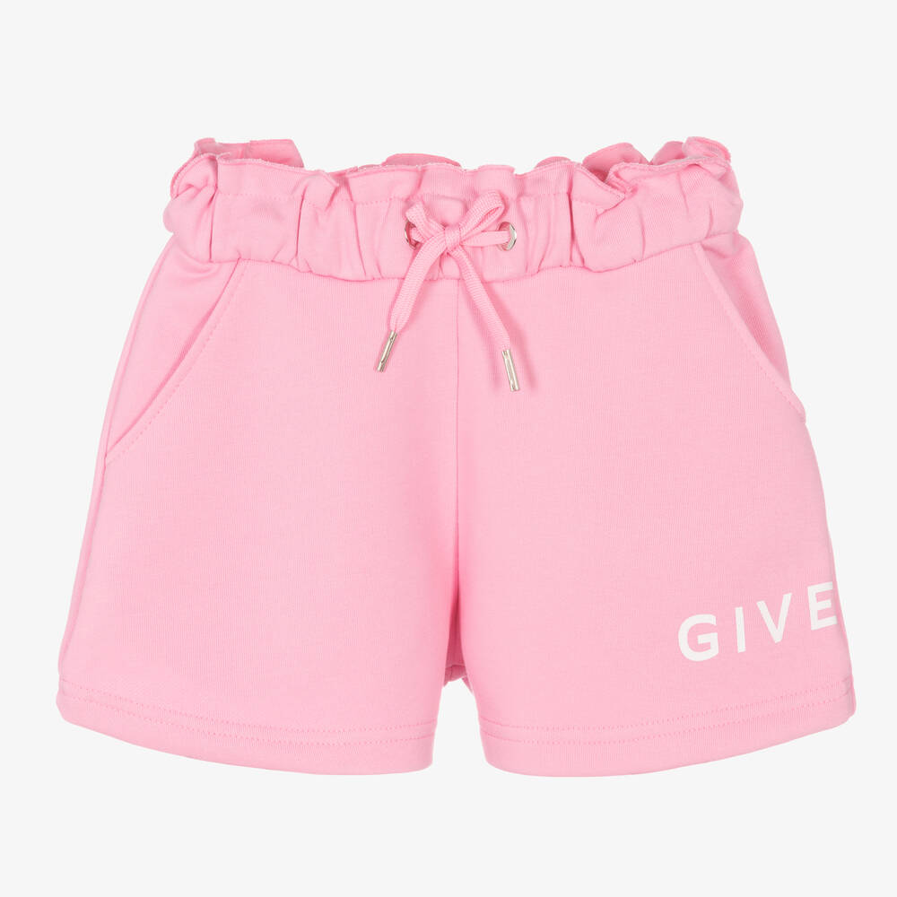 Givenchy - Girls Pink Logo Jersey Shorts | Childrensalon