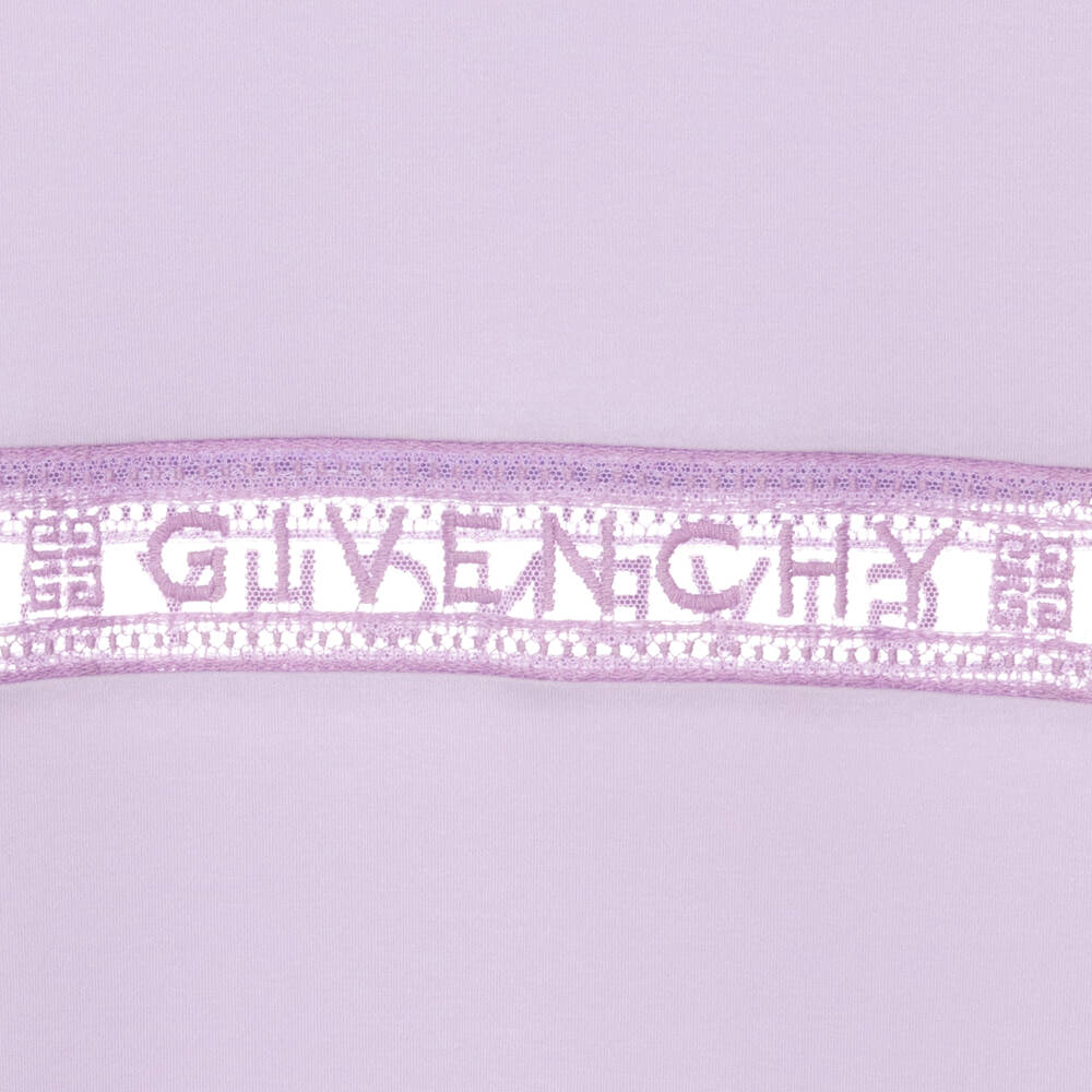 Givenchy-فستان قطن مزين بدانتيل لون بنفسجي | Childrensalon Outlet