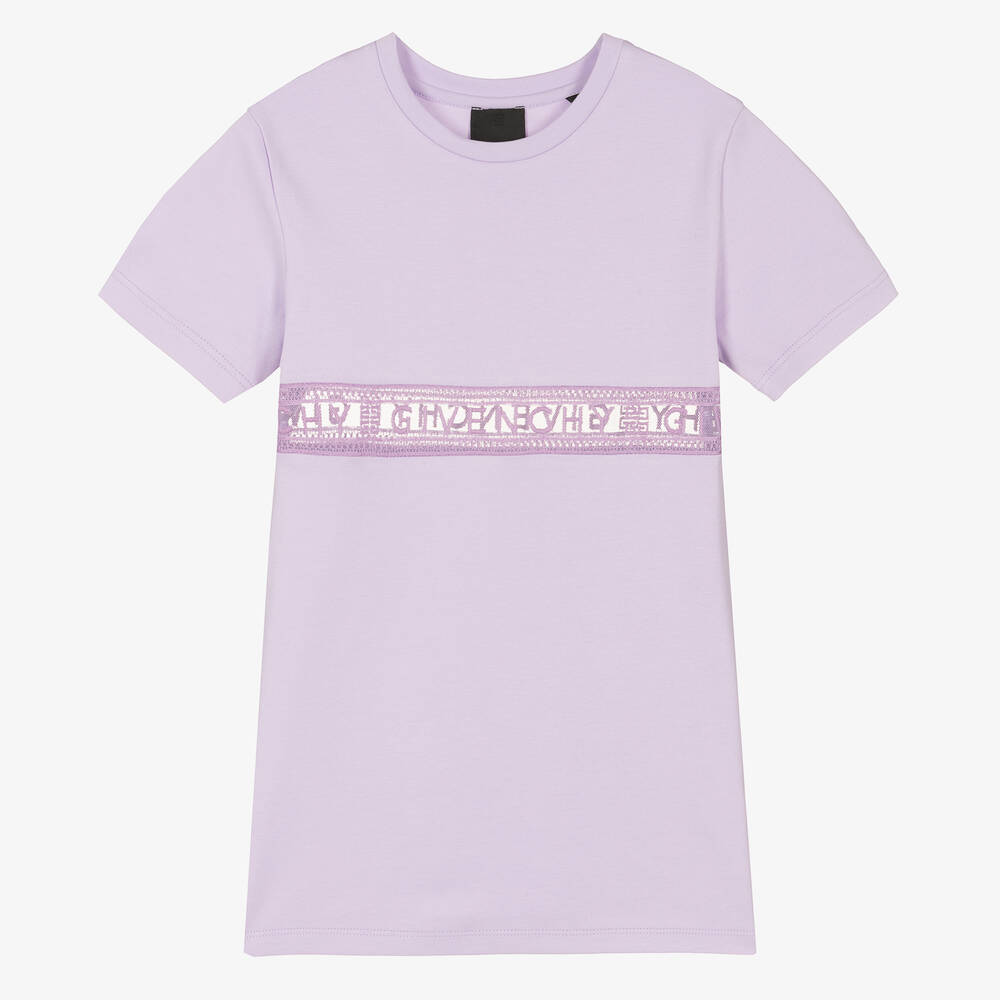 Givenchy - فستان قطن مزين بدانتيل لون بنفسجي | Childrensalon