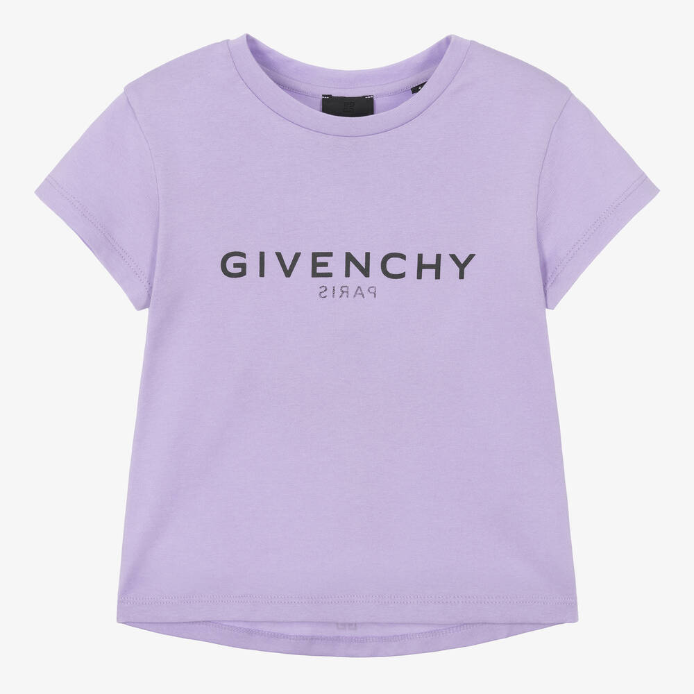 Givenchy - Girls Purple Logo T-Shirt | Childrensalon
