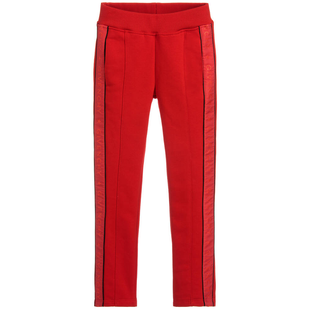 Givenchy - Girls Red Cotton Joggers | Childrensalon