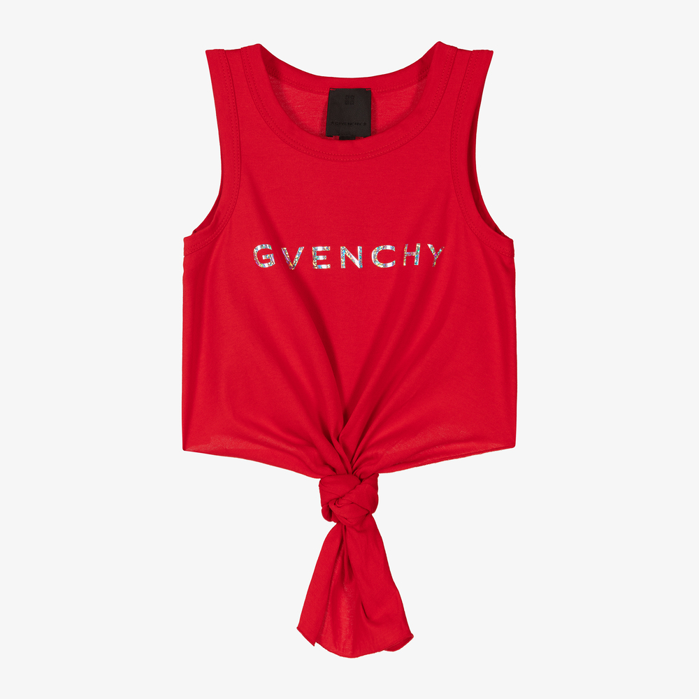 Givenchy - Girls Red Logo Knotted Vest | Childrensalon