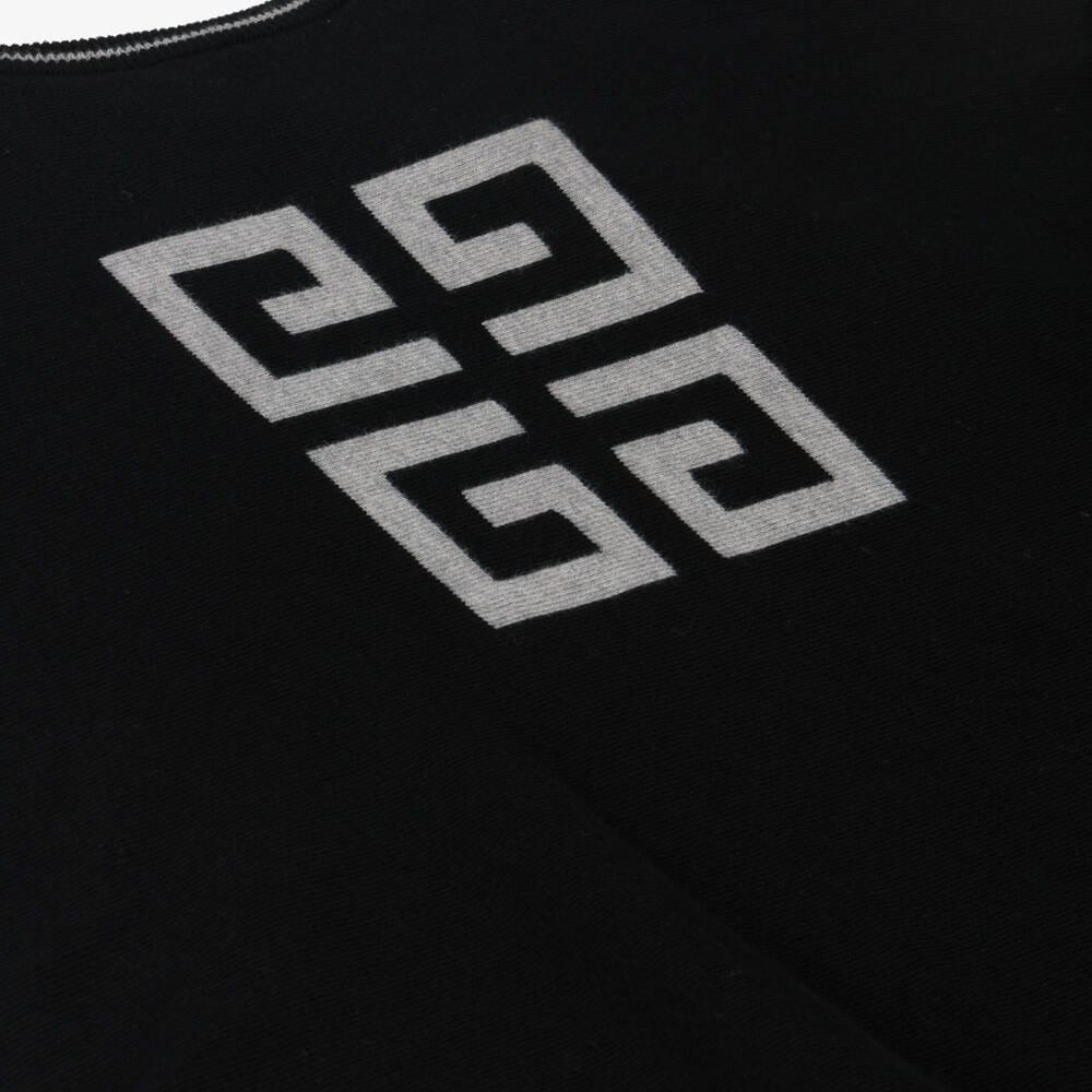 Givenchy-Girls Reversible Black Knit Poncho | Childrensalon Outlet