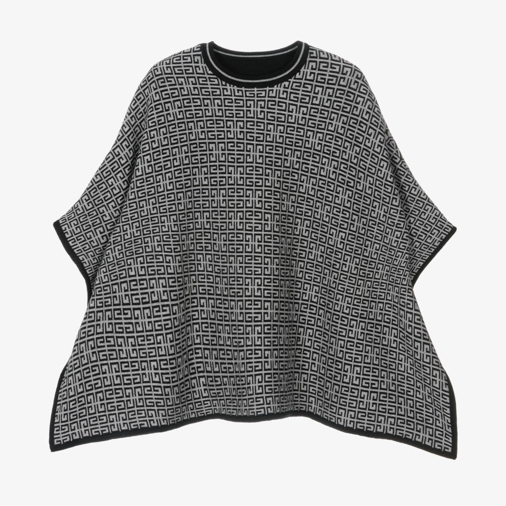 Givenchy-Girls Reversible Black Knit Poncho | Childrensalon Outlet