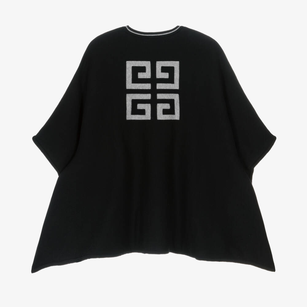 Givenchy-Girls Reversible Black Knit Poncho | Childrensalon Outlet