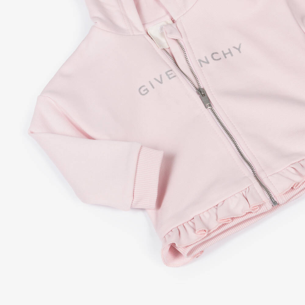 Givenchy-Girls Rose-Hued Cotton Zip Jacket | Childrensalon Outlet